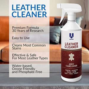 UNITERS Leather Cleaner and Conditioner Foam Solution Cream Bundle, for use of Leather Furniture, Car Interior, Apparel, Boots, Shoes, Bags, and More