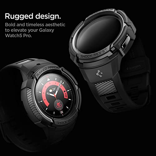 Spigen Rugged Armor Pro Designed for Samsung Galaxy Watch 5 Pro Band with Case Protector 45mm (2022) - Black