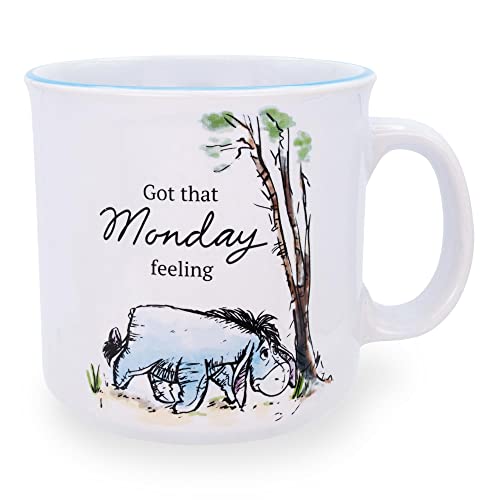 Disney Winnie the Pooh Eeyore Monday Feeling Ceramic Camper Mug | BPA-Free Travel Coffee Cup For Espresso, Caffeine, Cocoa, | Home & Kitchen Essential | Cute Gifts and Collectibles | Holds 20 Ounces