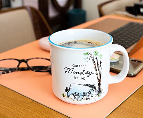 Disney Winnie the Pooh Eeyore Monday Feeling Ceramic Camper Mug | BPA-Free Travel Coffee Cup For Espresso, Caffeine, Cocoa, | Home & Kitchen Essential | Cute Gifts and Collectibles | Holds 20 Ounces