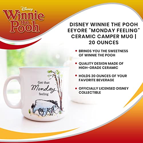 Disney Winnie the Pooh Eeyore Monday Feeling Ceramic Camper Mug | BPA-Free Travel Coffee Cup For Espresso, Caffeine, Cocoa, | Home & Kitchen Essential | Cute Gifts and Collectibles | Holds 20 Ounces