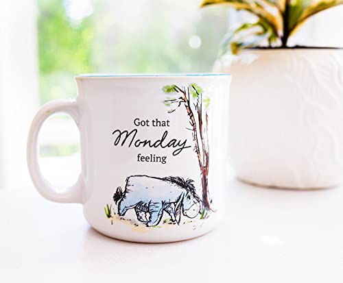 Disney Winnie the Pooh Eeyore Monday Feeling Ceramic Camper Mug | BPA-Free Travel Coffee Cup For Espresso, Caffeine, Cocoa, | Home & Kitchen Essential | Cute Gifts and Collectibles | Holds 20 Ounces