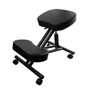 fba express, ergonomic kneeling chair, adjustable stool for home and office - improve your posture with an angled seat - thick comfortable cushions, black