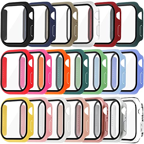 Tiorecime 20 Pack Case for Apple Watch Series 8 & 7 45mm with Tempered Glass Screen Protector, Ultra-thin Shockproof Hard PC Protective Cover, All-around Edge Bumper Compatible with iWatch S8 S7 45mm