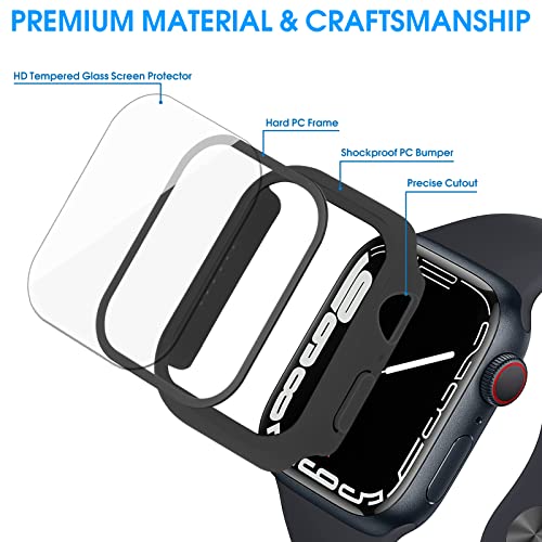 Tiorecime 20 Pack Case for Apple Watch Series 8 & 7 45mm with Tempered Glass Screen Protector, Ultra-thin Shockproof Hard PC Protective Cover, All-around Edge Bumper Compatible with iWatch S8 S7 45mm