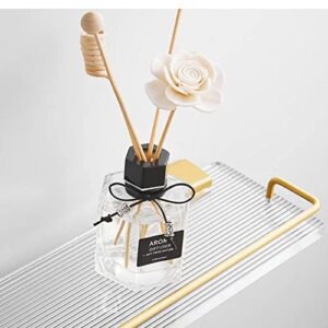 HSXJJ Rack Acrylic Shelf with Towel Bar and Rails Aluminum Extra Thick Acrylic Bathroom Rack with Towel Bar 15.7" x 4.7" (Gold)