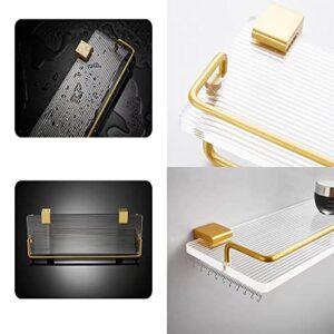 HSXJJ Rack Acrylic Shelf with Towel Bar and Rails Aluminum Extra Thick Acrylic Bathroom Rack with Towel Bar 15.7" x 4.7" (Gold)