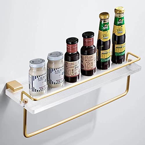 HSXJJ Rack Acrylic Shelf with Towel Bar and Rails Aluminum Extra Thick Acrylic Bathroom Rack with Towel Bar 15.7" x 4.7" (Gold)