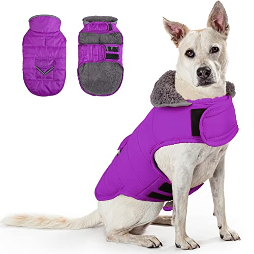 KOESON Winter Dog Coats, Windproof Super Warm Dog Snow Jackets for Cold Weather, Reflective Dog Fleece Vest Puppy Turtleneck Clothes for Small Medium Large Dogs for Walking, Hiking, & Running