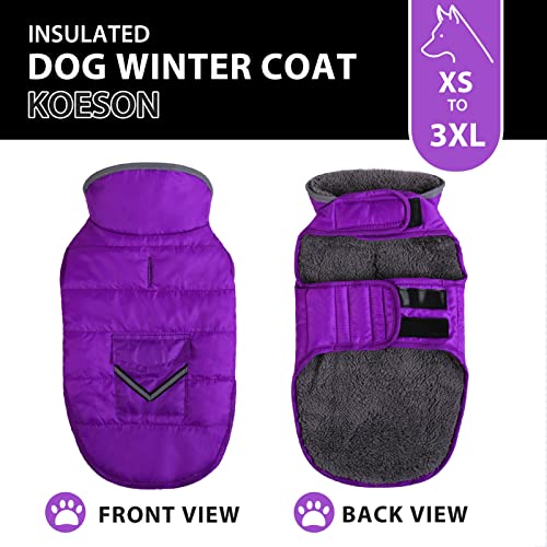 KOESON Winter Dog Coats, Windproof Super Warm Dog Snow Jackets for Cold Weather, Reflective Dog Fleece Vest Puppy Turtleneck Clothes for Small Medium Large Dogs for Walking, Hiking, & Running