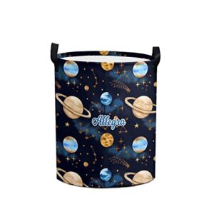 galaxy planets stars personalized laundry basket clothes hamper storage handle waterproof, custom collapsible large capacity , for bedroom bathroom toy decoration