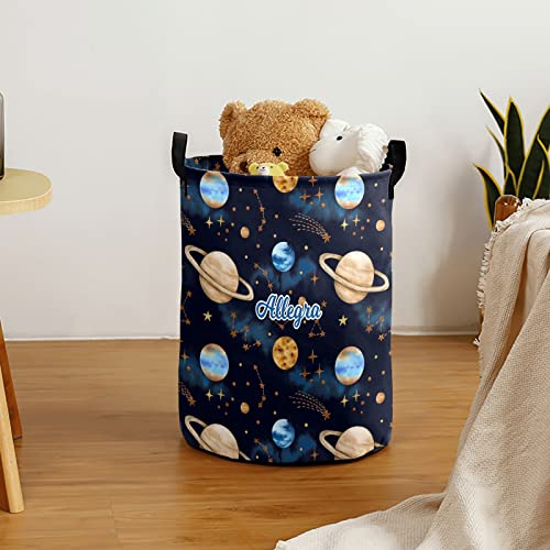 Galaxy Planets Stars Personalized Laundry Basket Clothes Hamper Storage Handle Waterproof, Custom Collapsible Large Capacity , for Bedroom Bathroom Toy Decoration