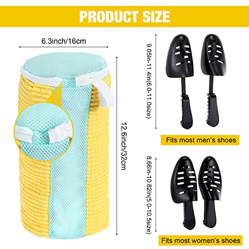 8 Pcs Shoes Laundry Bag Adjustable Shoe Trees Washing Machine Bag with Zipper Shoe Cleaner Kit 4 Pair of Shoe Trees for Women Men Canvas