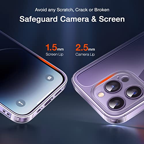 LK [3-in-1] for iPhone 14 Pro Case, with 1 Set Lens Protector + 2 Pcs 9H Tempered Glass Screen Protector, [Military Grade Shockproof] [No Yellowing] All-Round Protection Kit 6.1 inch - Clear