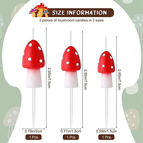 Tondiamo 3 Pcs Mushroom Candles Birthday Cake Topper Forest Woodland Cupcake Fairy Decorations for Baby Shower Party Home Wedding Favor