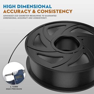 Ikaufen PLA Filament 1.75mm 3D Printer Filament PLA 3D Printing Materials 1Kg Dimensional Accuracy +/- 0.05mm Black