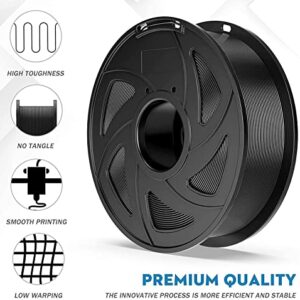 Ikaufen PLA Filament 1.75mm 3D Printer Filament PLA 3D Printing Materials 1Kg Dimensional Accuracy +/- 0.05mm Black