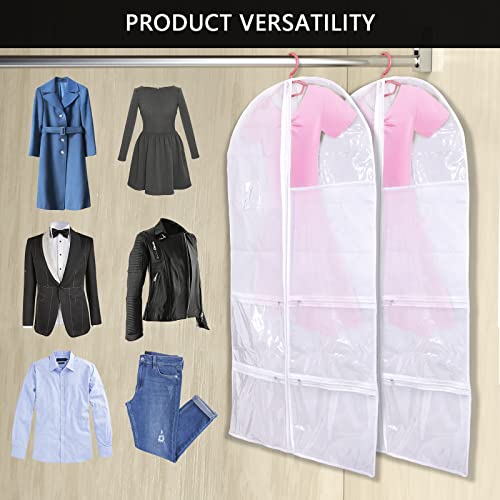 Kids Garment Bags for Dance Costumes, Hanging Dance Garment Bag with Multiple Pockets, Clear Storage Bags Organize Girls Dance Competitions Dress, Dance Recitals, Ballet Costume, Beauty Pageants, 3Pcs