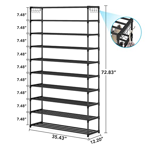 Tribesigns 10 Tiers Shoe Rack Shoe Shelf Large Capacity Shoe Organizer Tall Shoe Storage for Closet Entryway, Space Saving Shoe Tower for Living Room Hallwa