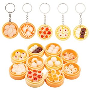 olycraft 10pcs mini food keychain steamed stuffed bun keychain cute delicious food keychain accessories creative instant key ring for phone and bag decoration