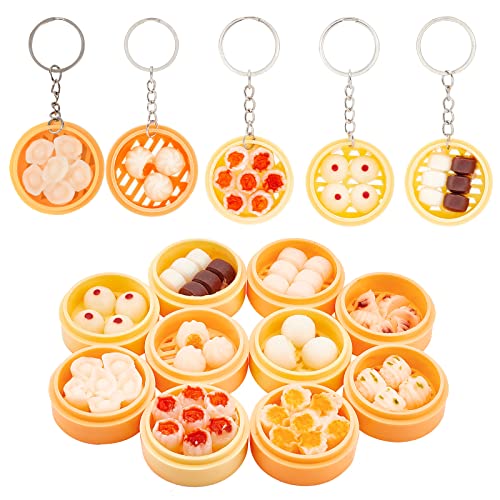 OLYCRAFT 10Pcs Mini Food Keychain Steamed Stuffed Bun Keychain Cute Delicious Food Keychain Accessories Creative Instant Key Ring for Phone and Bag Decoration