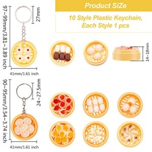 OLYCRAFT 10Pcs Mini Food Keychain Steamed Stuffed Bun Keychain Cute Delicious Food Keychain Accessories Creative Instant Key Ring for Phone and Bag Decoration