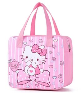 cute lunch box for women, insulated lunch bag, pink reusable lunch tote bag for work picnic travel