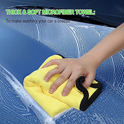 Wontolf 62'' Car Wash Brush with Long Handle Chenille Microfiber Car Wash Mop Car Washing Brush Cleaning Kit Car Wheel Tire Brush Microfiber Towels Cleaning Cloth for Cars RV Truck Boat 9PCS