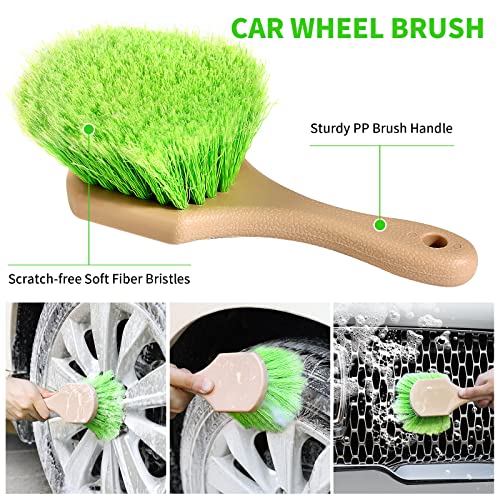 Wontolf 62'' Car Wash Brush with Long Handle Chenille Microfiber Car Wash Mop Car Washing Brush Cleaning Kit Car Wheel Tire Brush Microfiber Towels Cleaning Cloth for Cars RV Truck Boat 9PCS