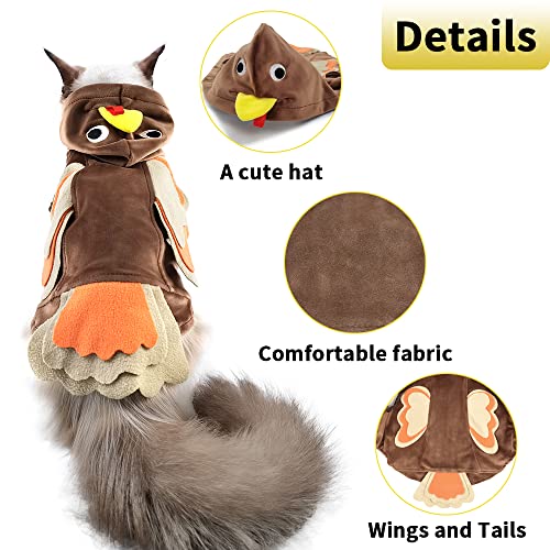 NACOCO Dog Turkey Costume Halloween Thanksgiving Clothes Pet Costume Warm Apparel Puppy Coat Fleece Hoodie Classic Bird for Small Dogs and Cats (Medium)