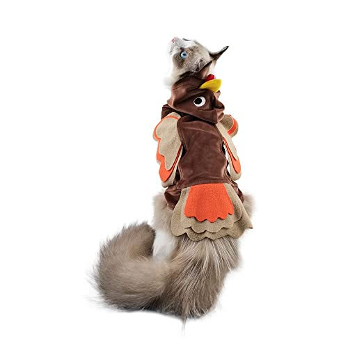 NACOCO Dog Turkey Costume Halloween Thanksgiving Clothes Pet Costume Warm Apparel Puppy Coat Fleece Hoodie Classic Bird for Small Dogs and Cats (Medium)