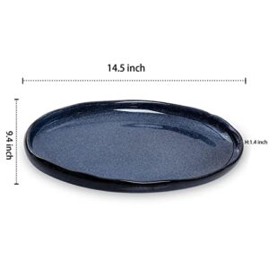 vicrays Serving Platter Ceramic Tray Plates Extra Large Oval 14.5 Inch Porcelain Dinner Plates Long Serving Dish Set Entertaining Party Restaurant Food Meat Sushi Fish Turkey Platter