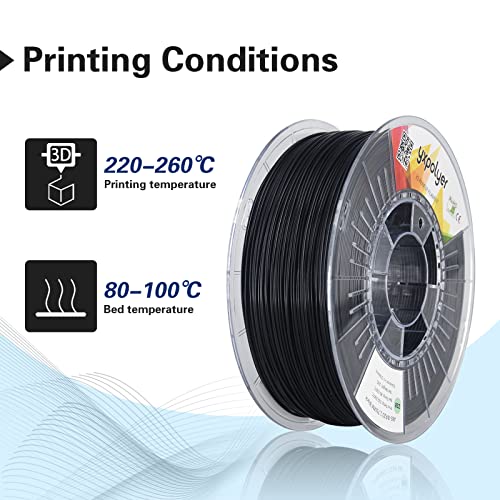 YXPOLYER ASA Filament 1.75mm, Heat Resistant Weather Resistant ASA 3D Printer Filament, Ideal for Printing Outdoor Functional Mechanical Parts, 1kg Spool, Black ASA Filament