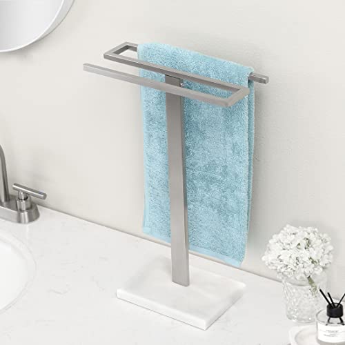 KES Hand Towel Stand with Marble Base, S-Shape Towel Rack Free Standing Hand Towel Holder for Bathroom Countertop SUS304 Stainless Steel Brushed Finish, BTH223-2