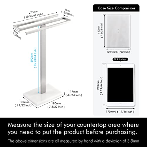 KES Hand Towel Stand with Marble Base, S-Shape Towel Rack Free Standing Hand Towel Holder for Bathroom Countertop SUS304 Stainless Steel Brushed Finish, BTH223-2