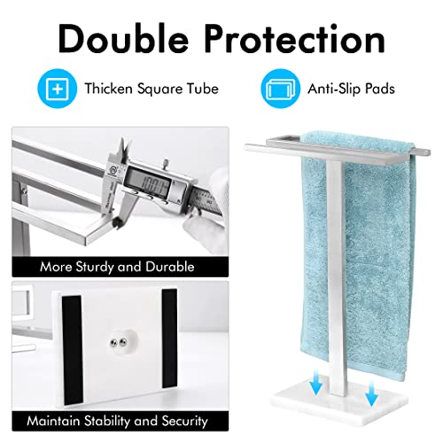 KES Hand Towel Stand with Marble Base, S-Shape Towel Rack Free Standing Hand Towel Holder for Bathroom Countertop SUS304 Stainless Steel Brushed Finish, BTH223-2