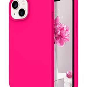 DOMAVER for iPhone 13 Case Silicone Soft Gel Rubber Microfiber Lining Cushion Protective Cover for iPhone 13- Hot Pink