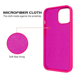 DOMAVER for iPhone 13 Case Silicone Soft Gel Rubber Microfiber Lining Cushion Protective Cover for iPhone 13- Hot Pink