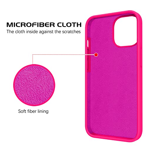 DOMAVER for iPhone 13 Case Silicone Soft Gel Rubber Microfiber Lining Cushion Protective Cover for iPhone 13- Hot Pink