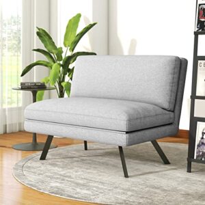 liferecord convertible futon sofa bed 4 in 1 multi-function modern mini single floor sleeper chair with adjustable backrest for living, small room apartment, dorm, grey