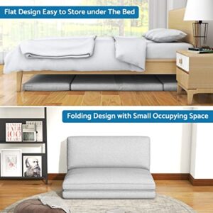 LIFERECORD Convertible Futon Sofa Bed 4 in 1 Multi-Function Modern Mini Single Floor Sleeper Chair with Adjustable Backrest for Living, Small Room Apartment, Dorm, Grey