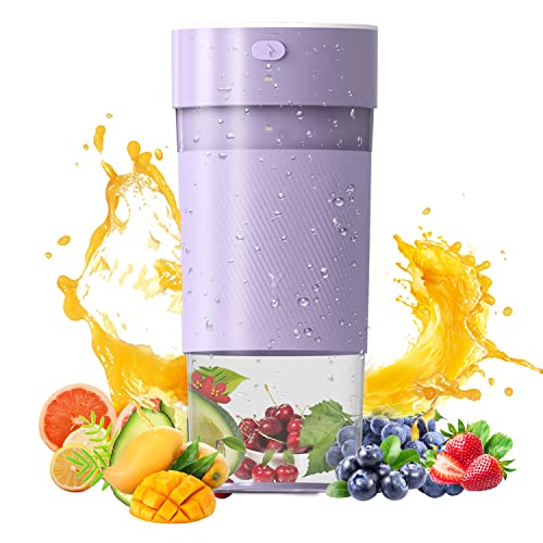 Lamar Portable Blender, Personal Size Blender for Smoothies, Juice and Shakes, Mini Blender with Powerful Motor 2000mAh Rechargeable Battery, Six Blades, 300ml, for Home, Travel, Office, Outdoor(Purple)