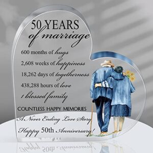 roowest 50th anniversary wedding gift 50th marriage gifts acrylic heart marriage keepsake decoration gifts for couple mom dad parents women man