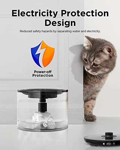 Ciays 67oz/2L Pet Water Fountain Automatic Cat Drinking Fountain Multi Filtration System Pet Water Fountain with LED Light and Filter for Cats and Small Dogs, Black (11104)