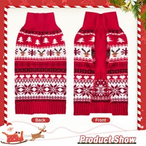 KOOLTAIL Cat Christmas Sweater and Scarf Set Holiday Outfit with Elk Snowflakes Pattern Winter Warm Clothes for Cats Kitten Small Dogs Puppy