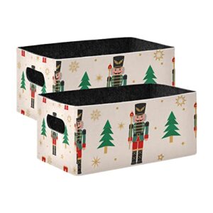 kcldeci christmas nutcracker christmas tree and snowflakes storage baskets for shelves storage bins storage boxes decorative for living room office bedroom clothes toys 2-pack