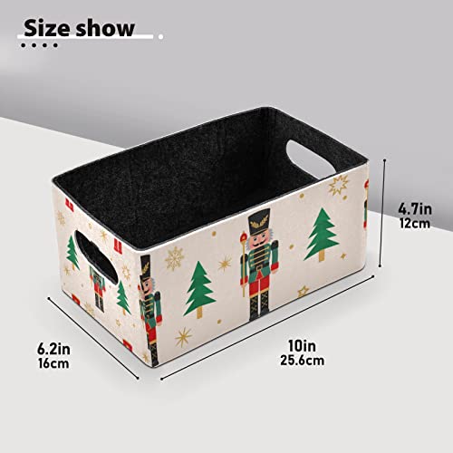 Kcldeci Christmas Nutcracker Christmas Tree and Snowflakes Storage Baskets for Shelves Storage Bins Storage Boxes Decorative for Living Room Office Bedroom Clothes Toys 2-Pack