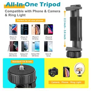 Torjim 67" Phone Tripod, Extendable iPhone Tripod Stand with Wireless Remote & Phone Holder, Aluminum Selfie Stick Tripod for iPhone/Camera/GoPro