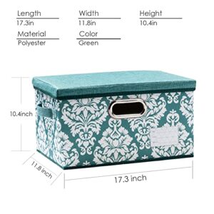 PRANDOM Large Collapsible Storage Bins with Lids [3-Pack] Fabric Foldable Storage Boxes Organizer Containers Baskets Cube with Cover for Home Bedroom Closet Office Nursery (17.3x11.8x10.4)