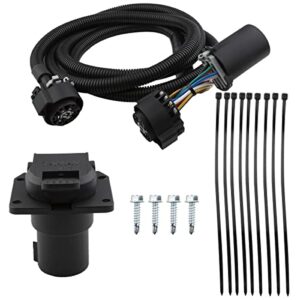 56070 7 foot 7 pin vehicle trailer extension wiring plug harness with connectors for vehicle-side truck bed fit for chevrolet 1500 2500 3500 dodge ford gmc nissan ram toyota